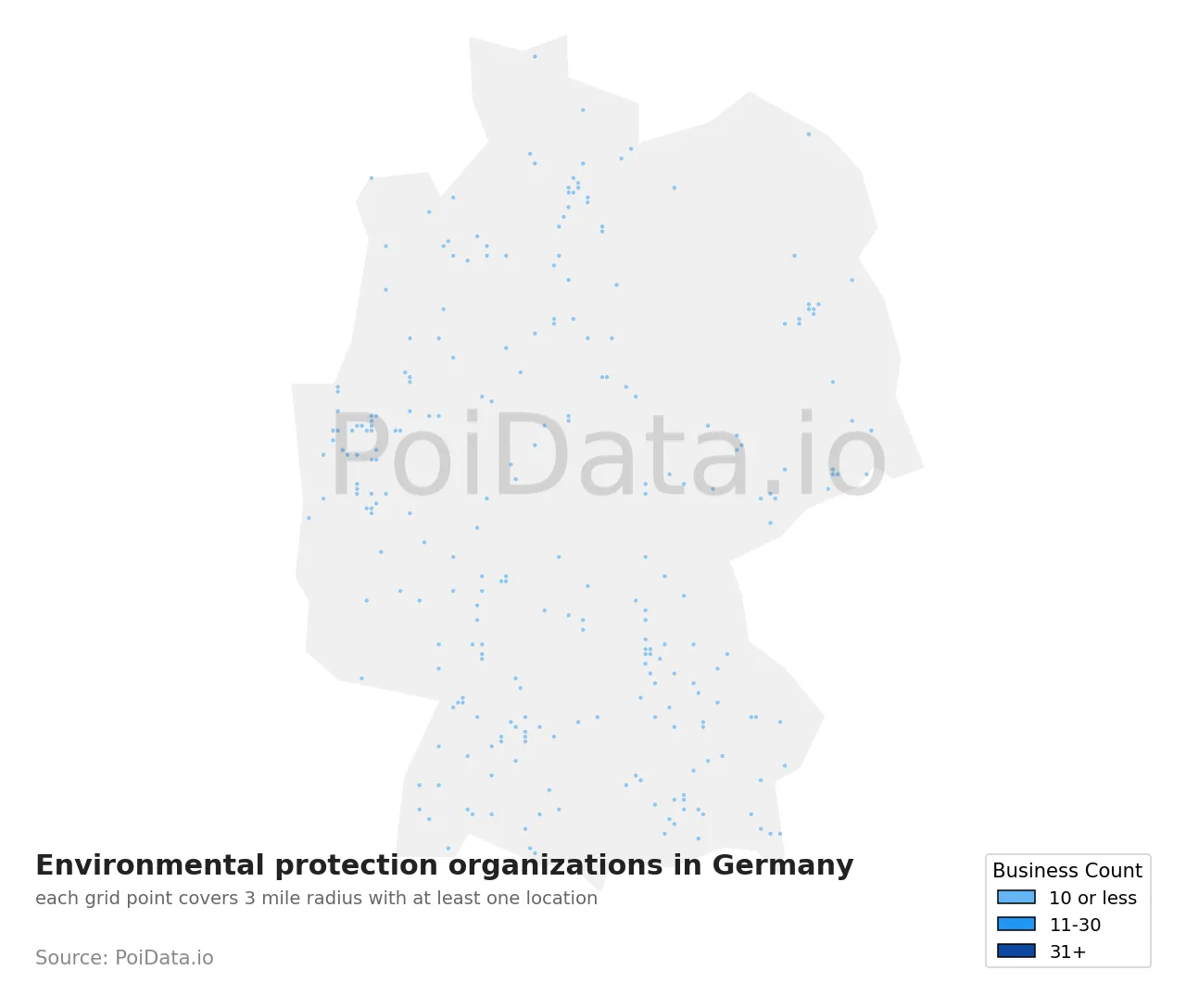Environmental protection organization density map for Germany