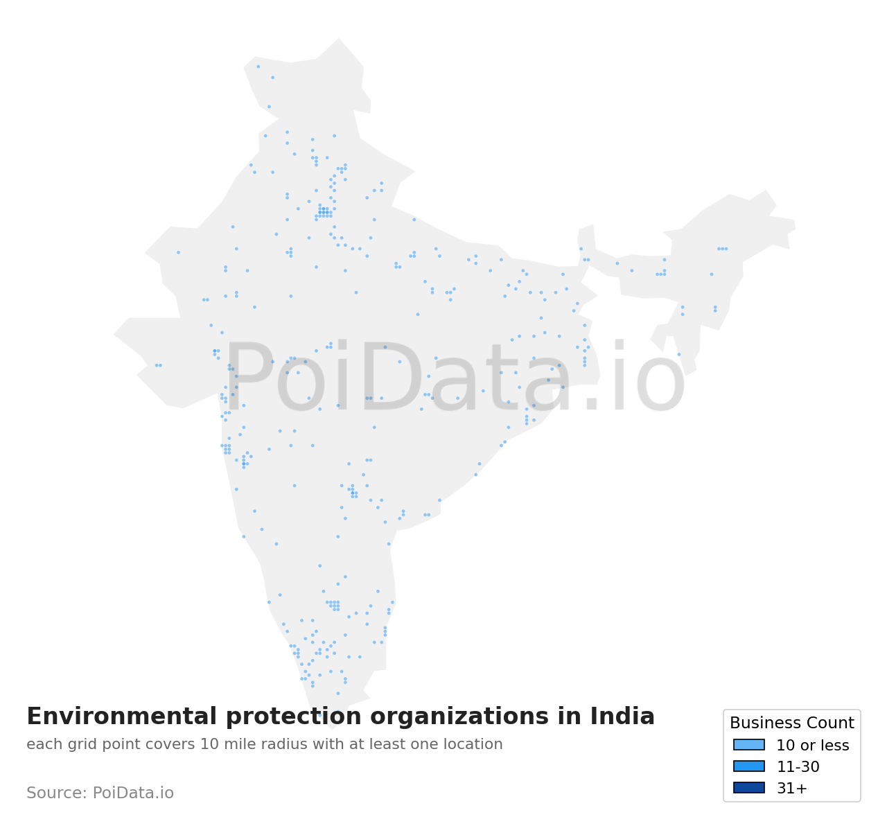 Environmental protection organization density map for India