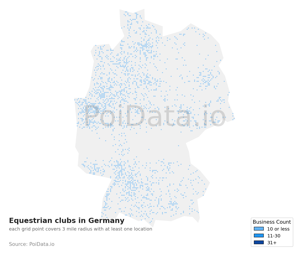 Equestrian club density map for Germany