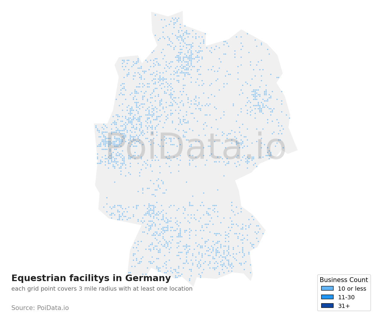 Equestrian facility density map for Germany