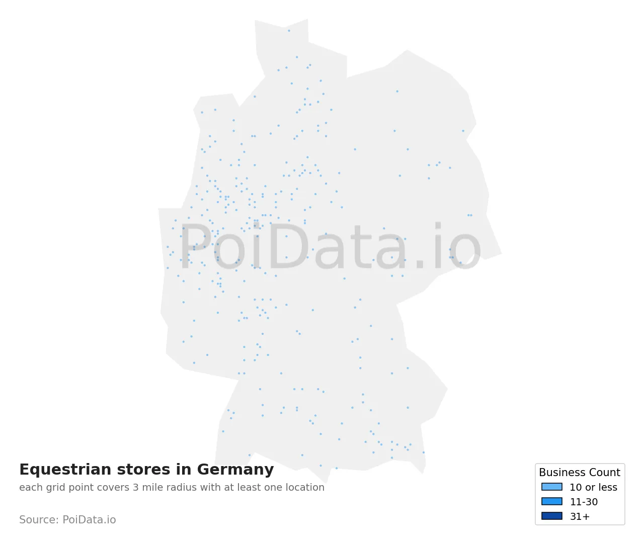 Equestrian store density map for Germany