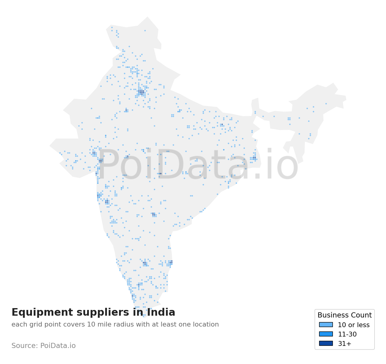 Equipment supplier density map for India