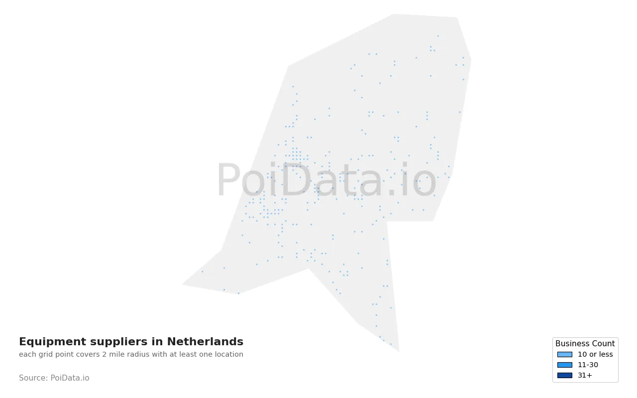 Equipment supplier density map for Netherlands