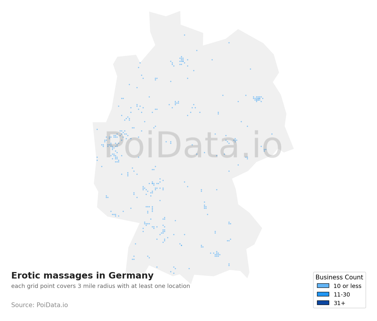 Erotic massage density map for Germany