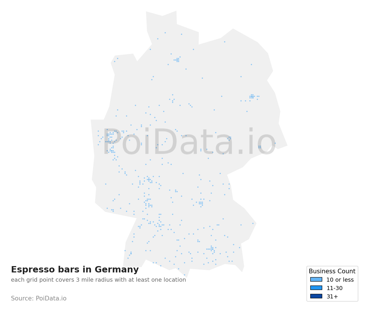 Espresso bar density map for Germany