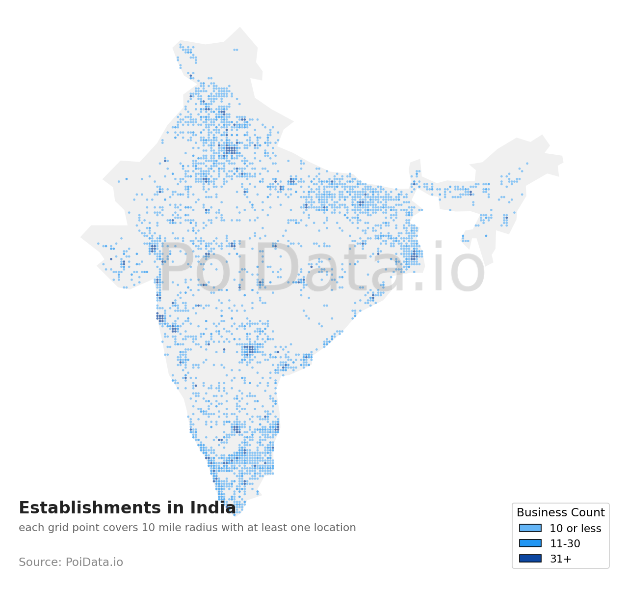 Establishment density map for India