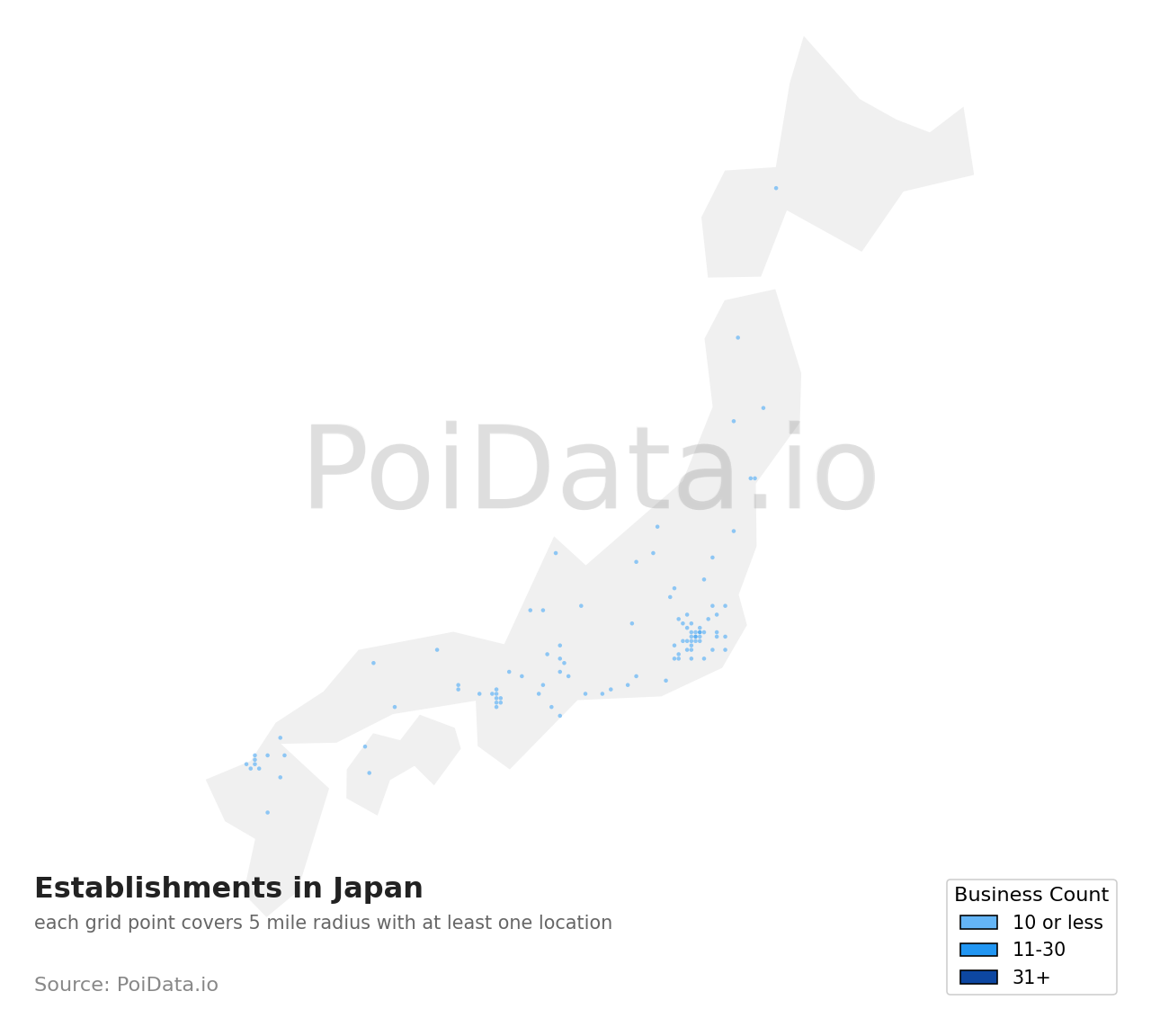Establishment density map for Japan