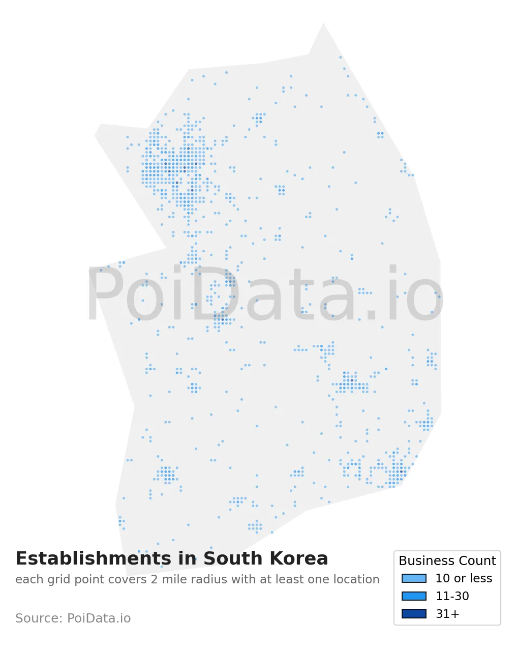 Establishment density map for South Korea