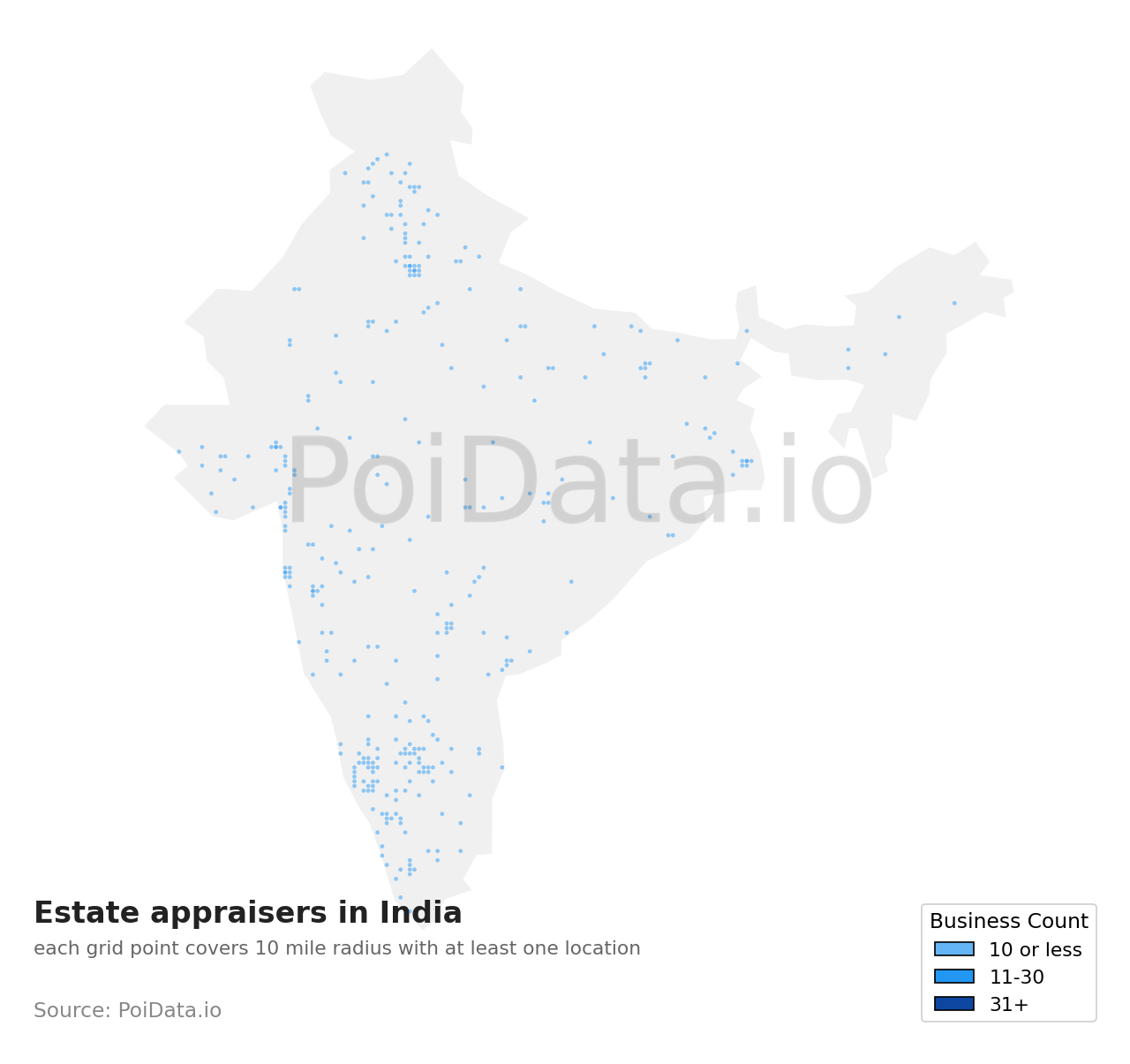 Estate appraiser density map for India
