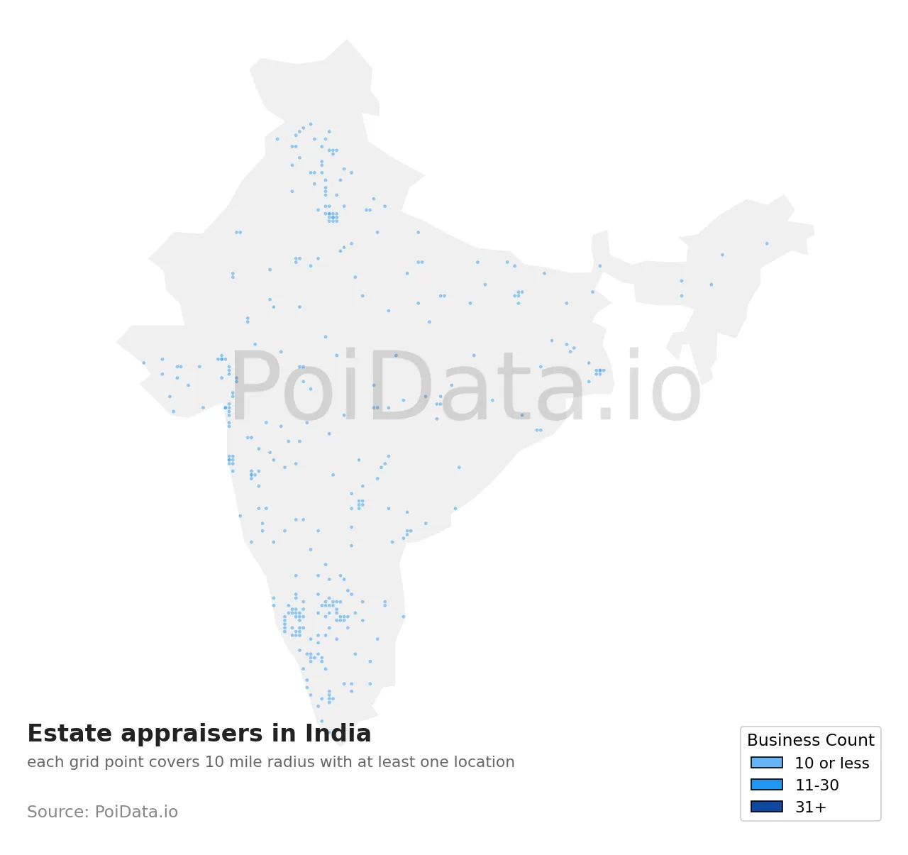 Estate appraiser density map for India