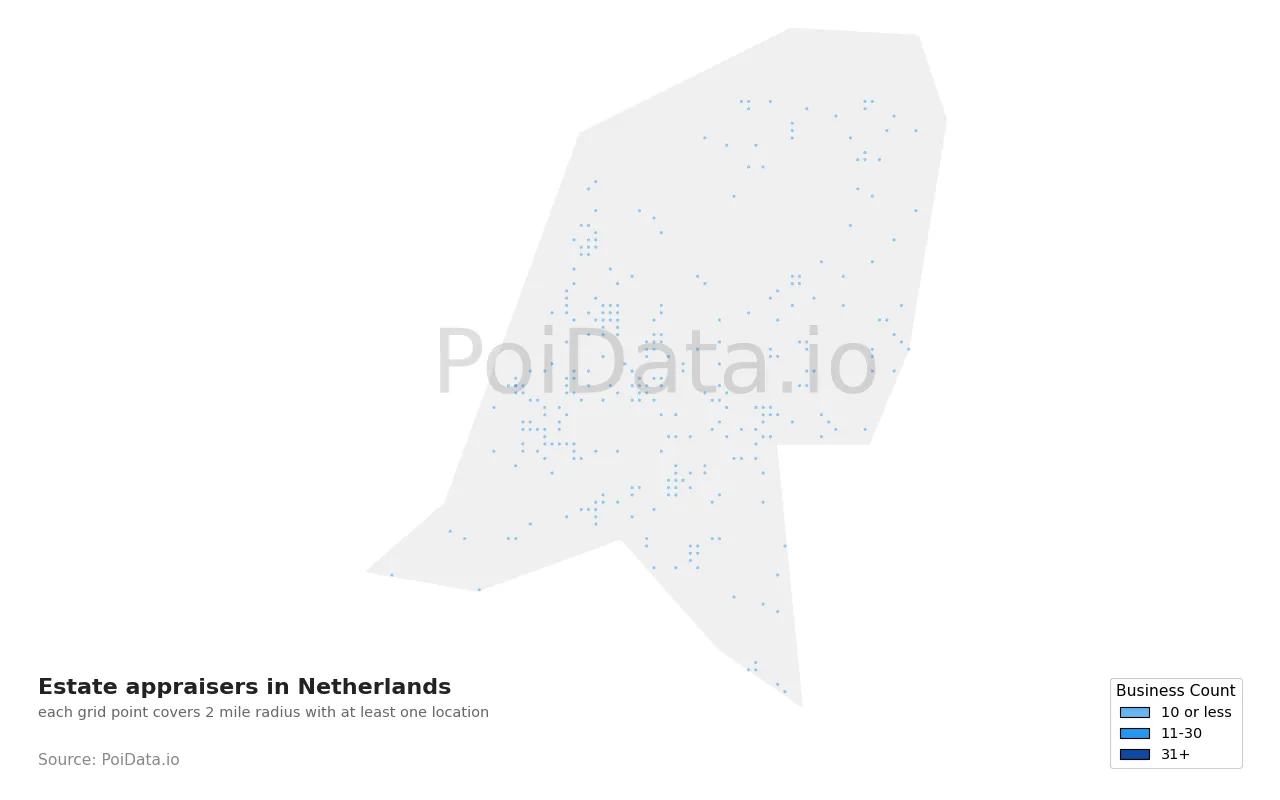 Estate appraiser density map for Netherlands