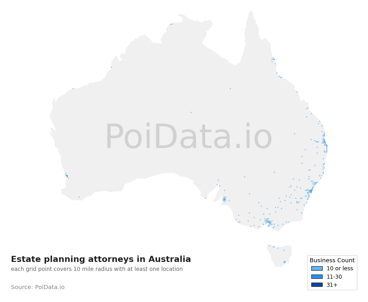Estate planning attorney density map for South Australia, Australia
