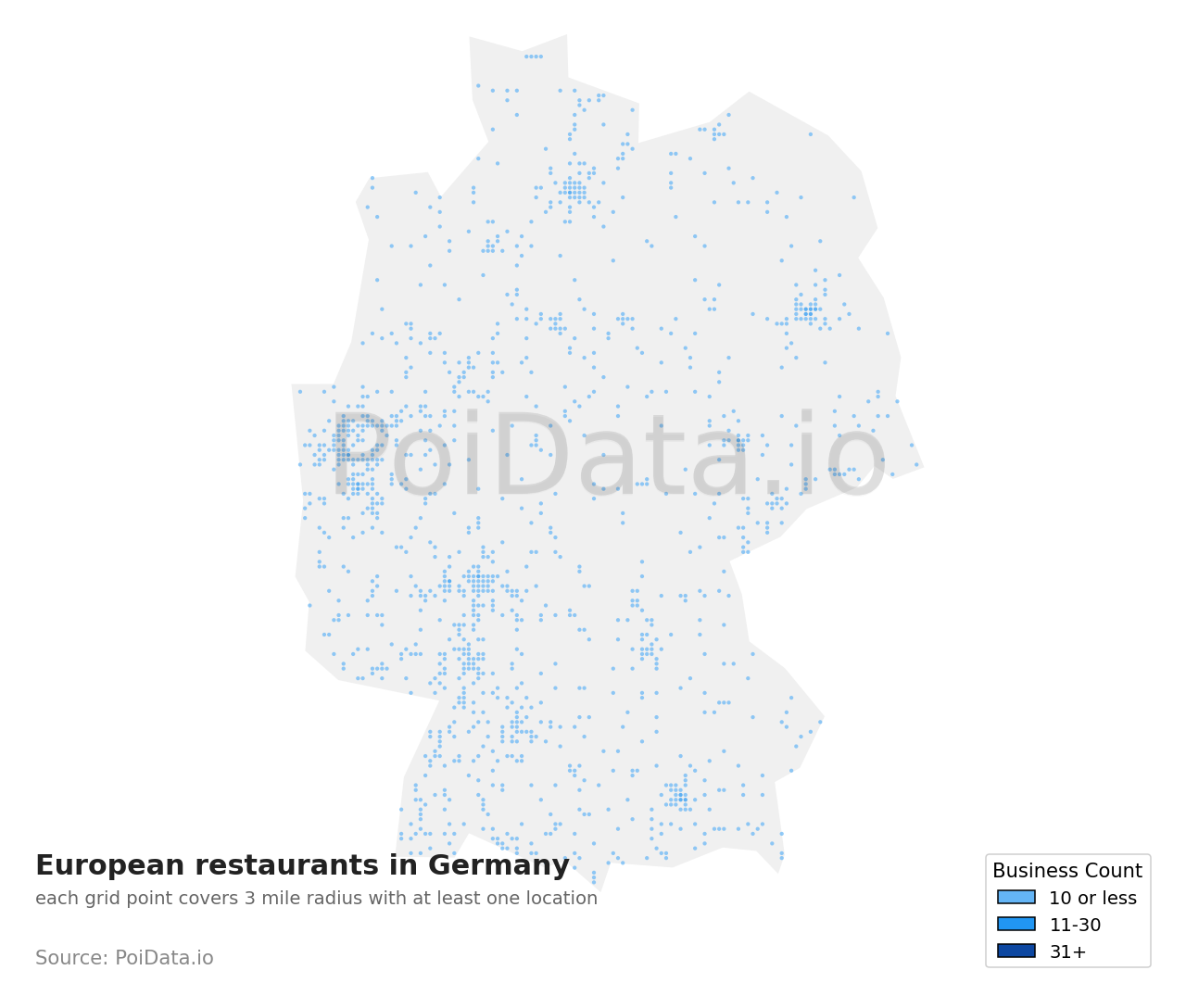European restaurant density map for Germany