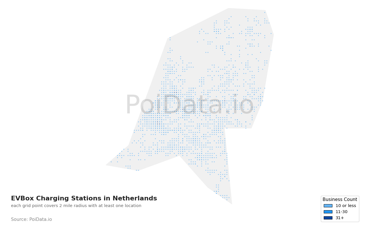 EVBox Charging Station density map for Netherlands