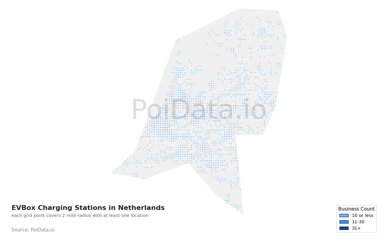 EVBox Charging Station density map for Netherlands