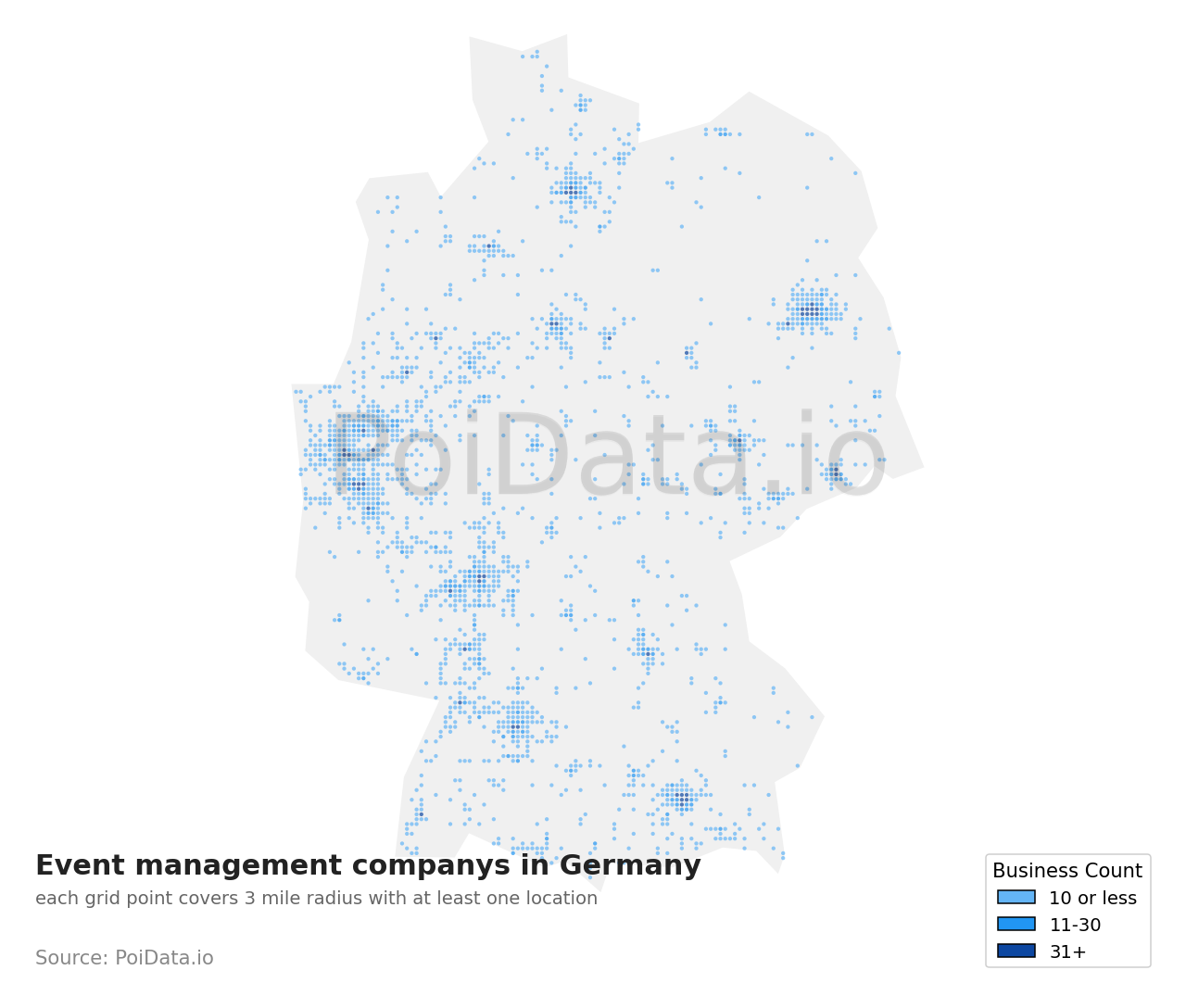 Event management company density map for Germany