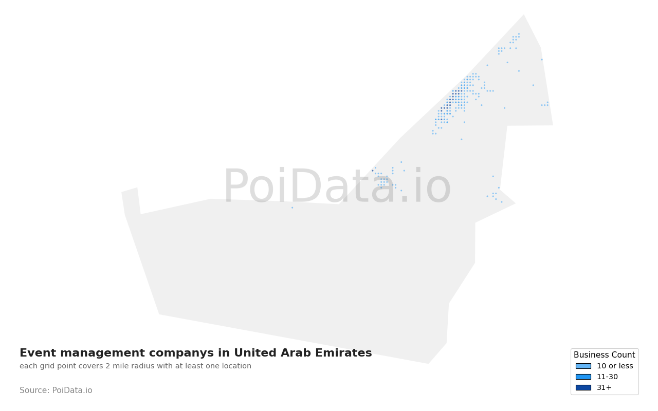 Event management company density map for United Arab Emirates