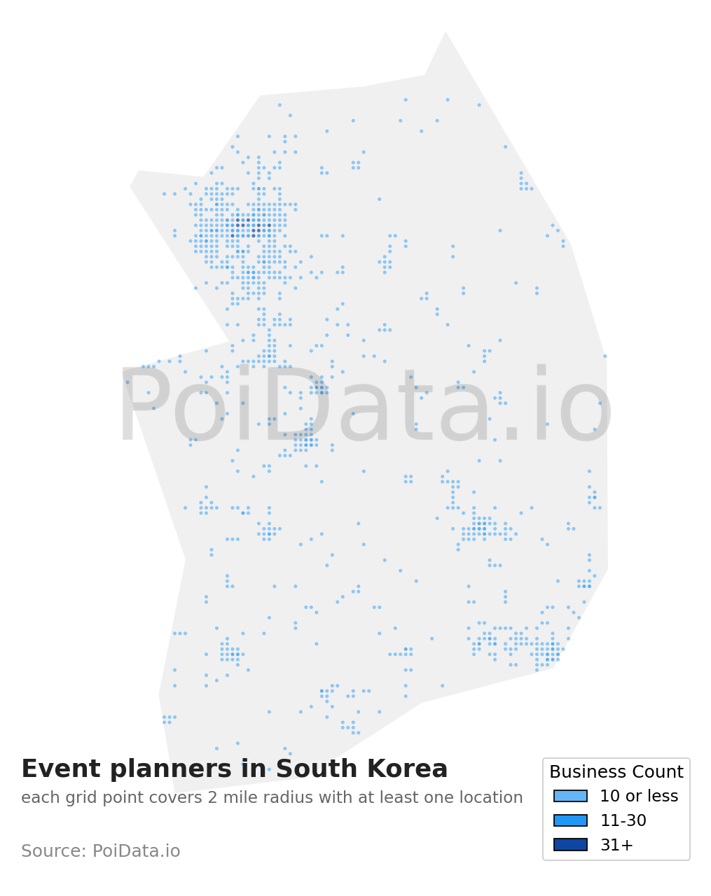 Event planner density map for South Korea