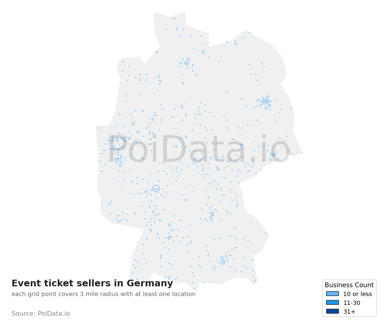 Event ticket seller density map for Germany