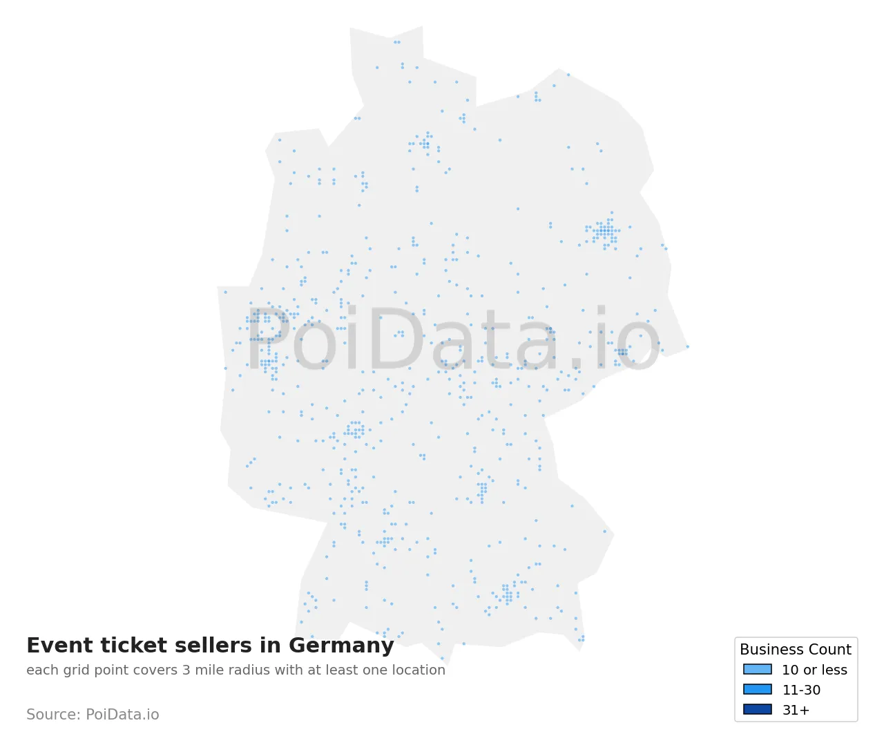 Event ticket seller density map for Germany