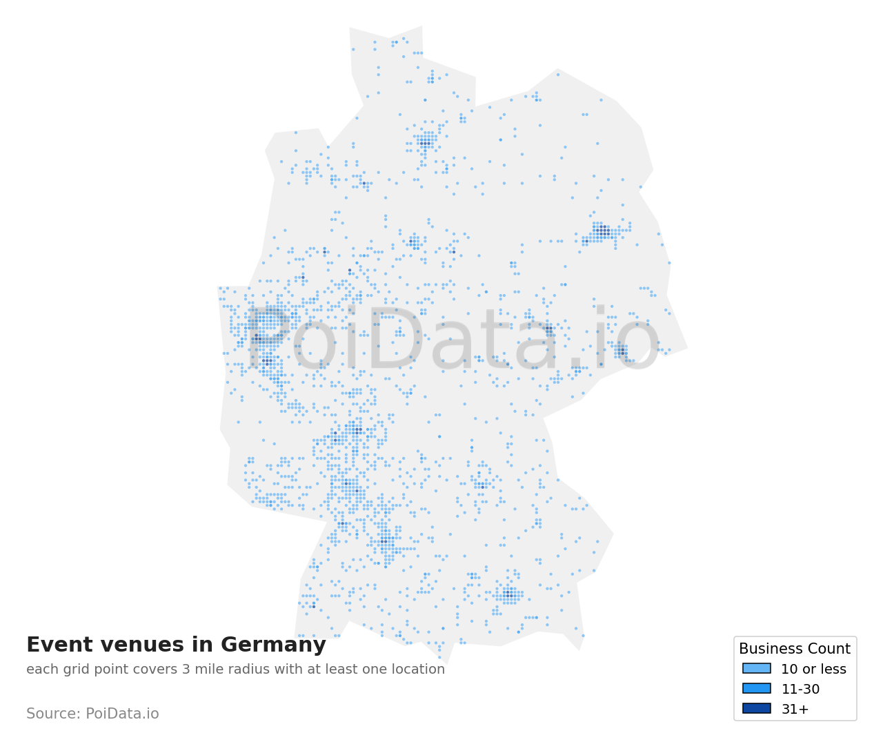 Event venue density map for Germany