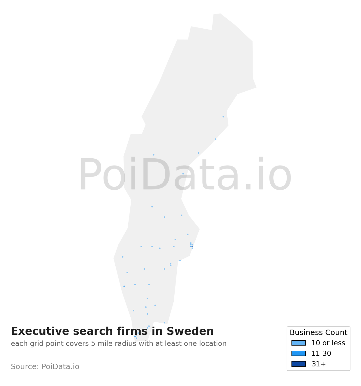 Executive search firm density map for Sweden