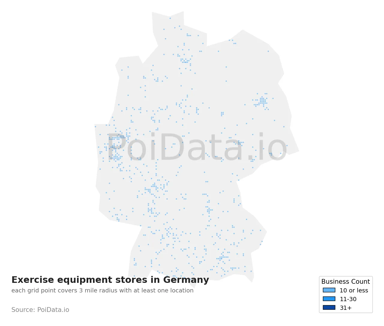 Exercise equipment store density map for Germany
