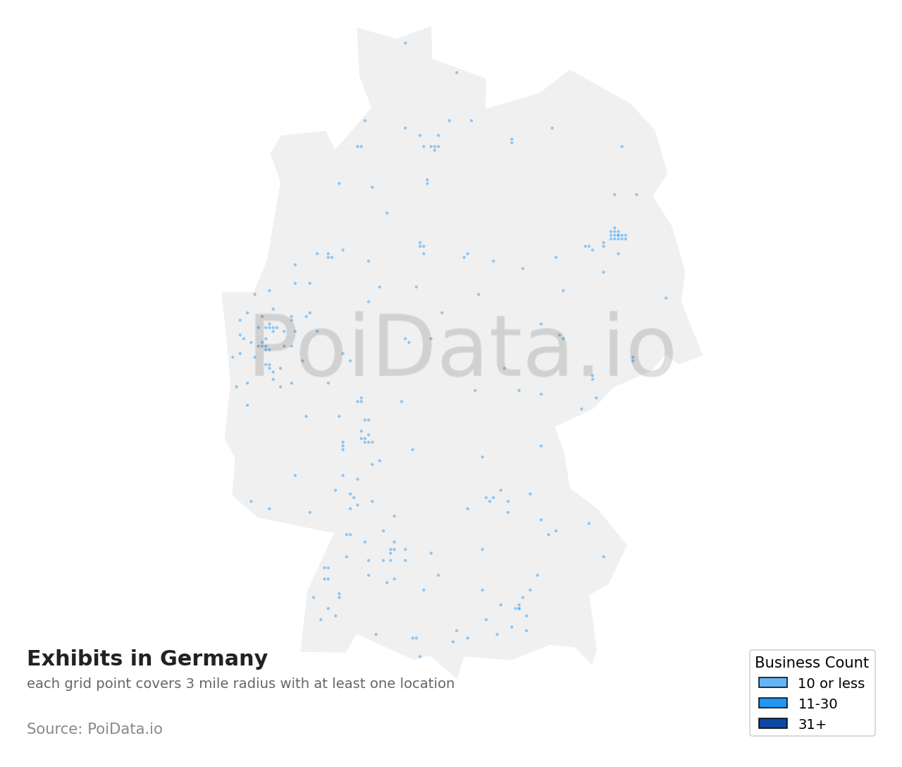Exhibit density map for Germany