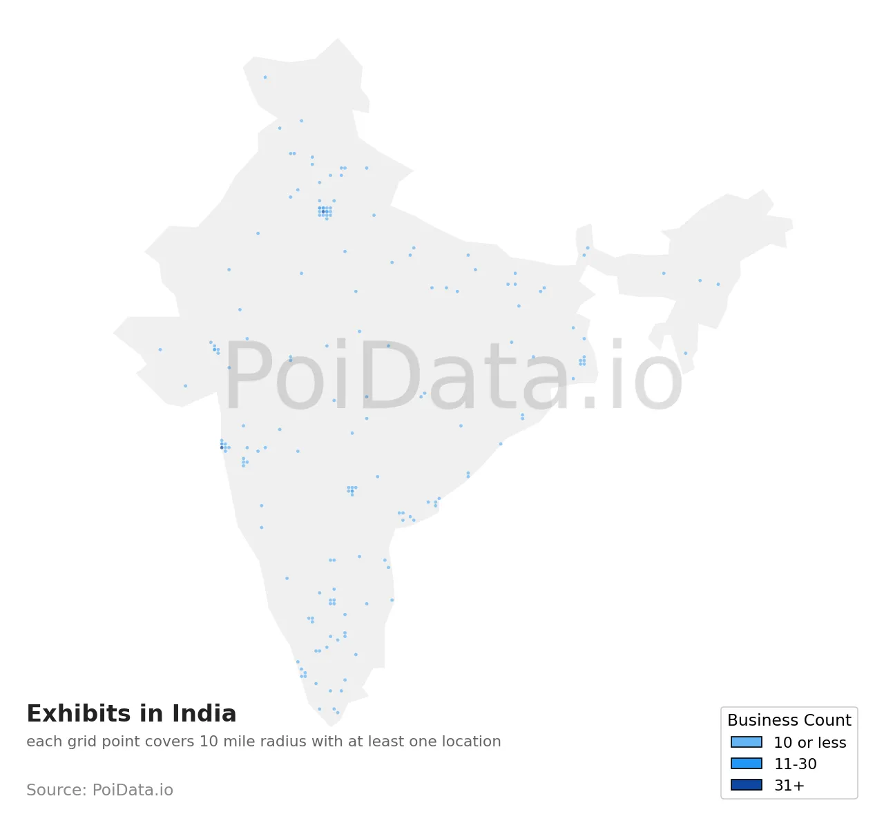 Exhibit density map for India
