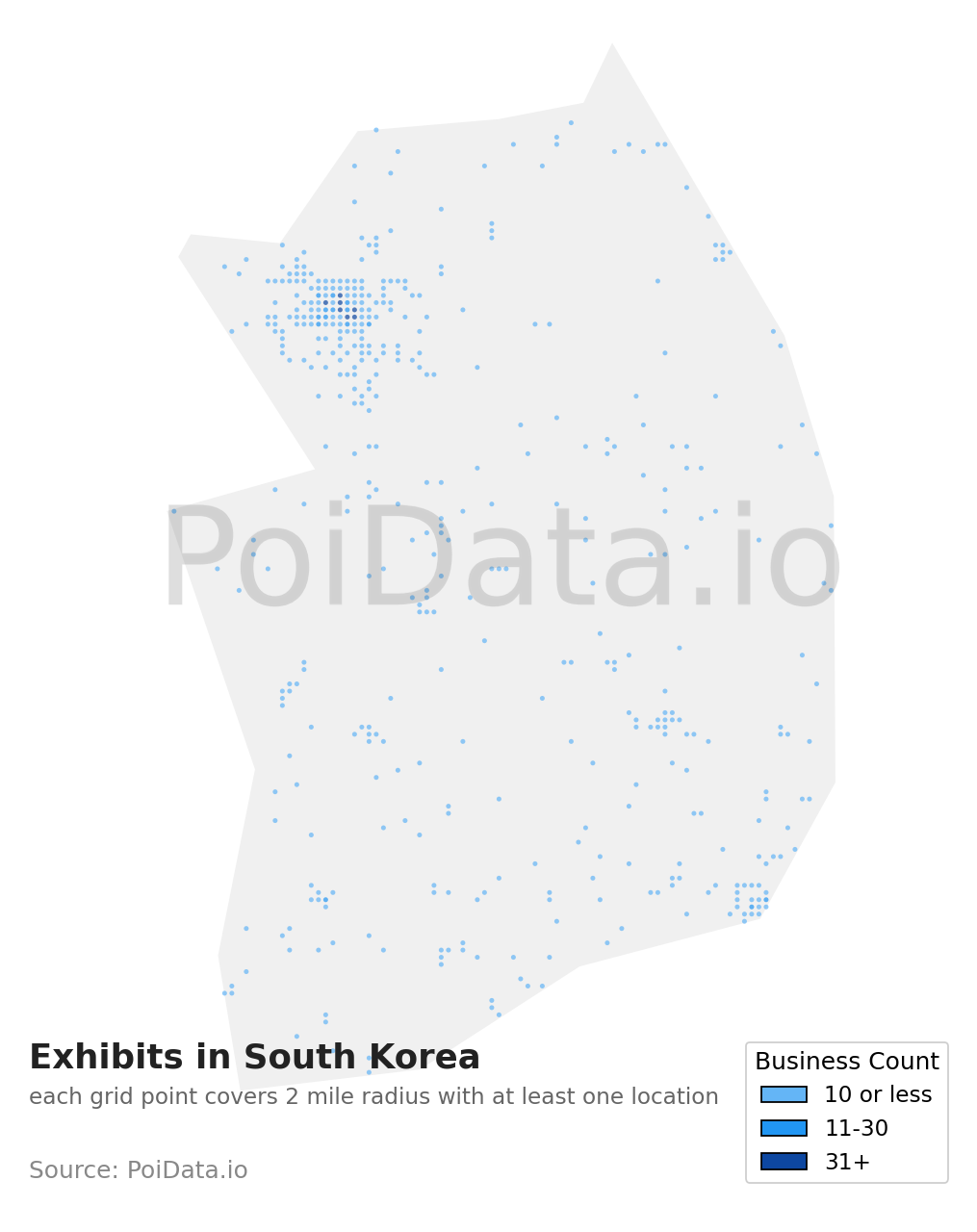 Exhibit density map for South Korea