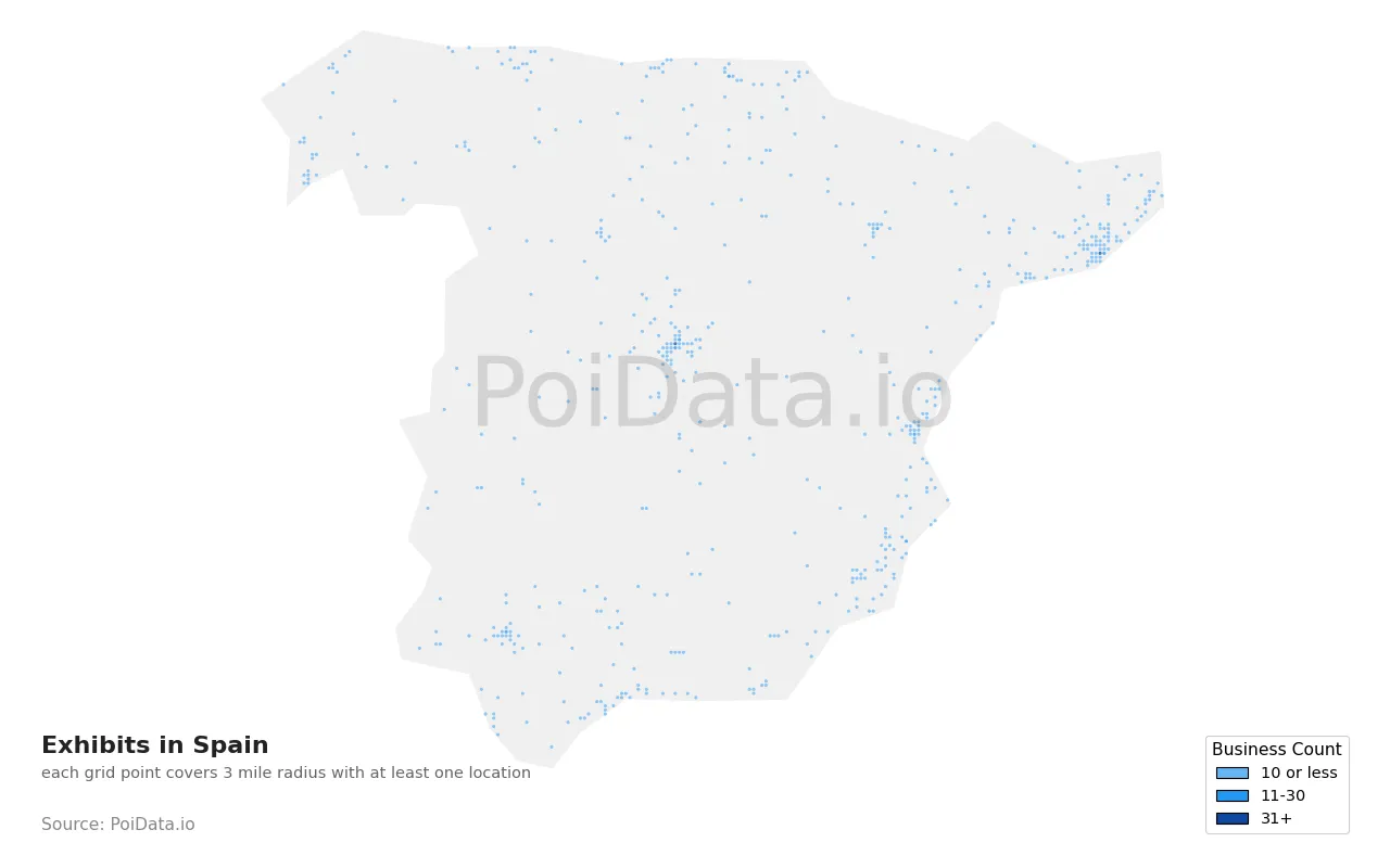 Exhibit density map for Spain