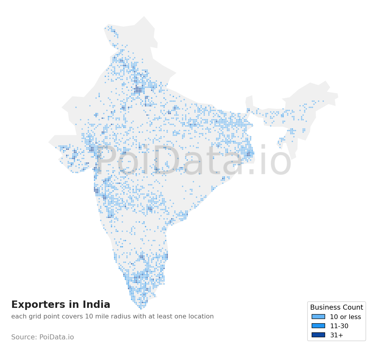 Exporter density map for India