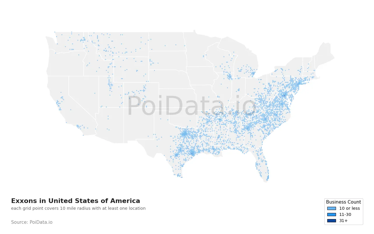 Exxon density map for United States