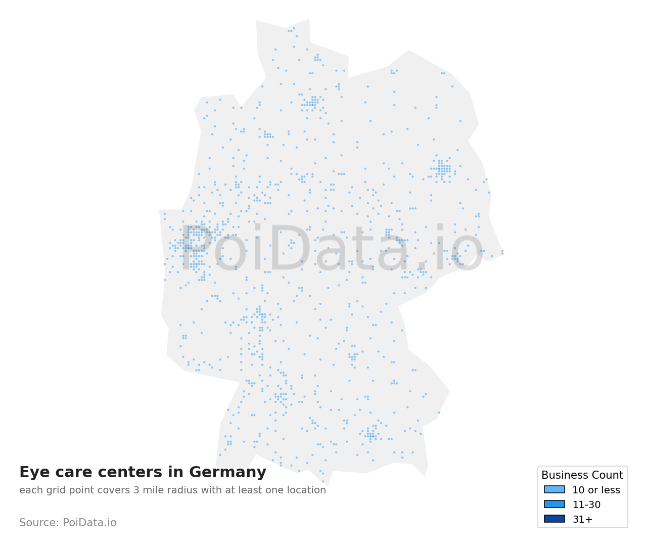Eye care center density map for Germany