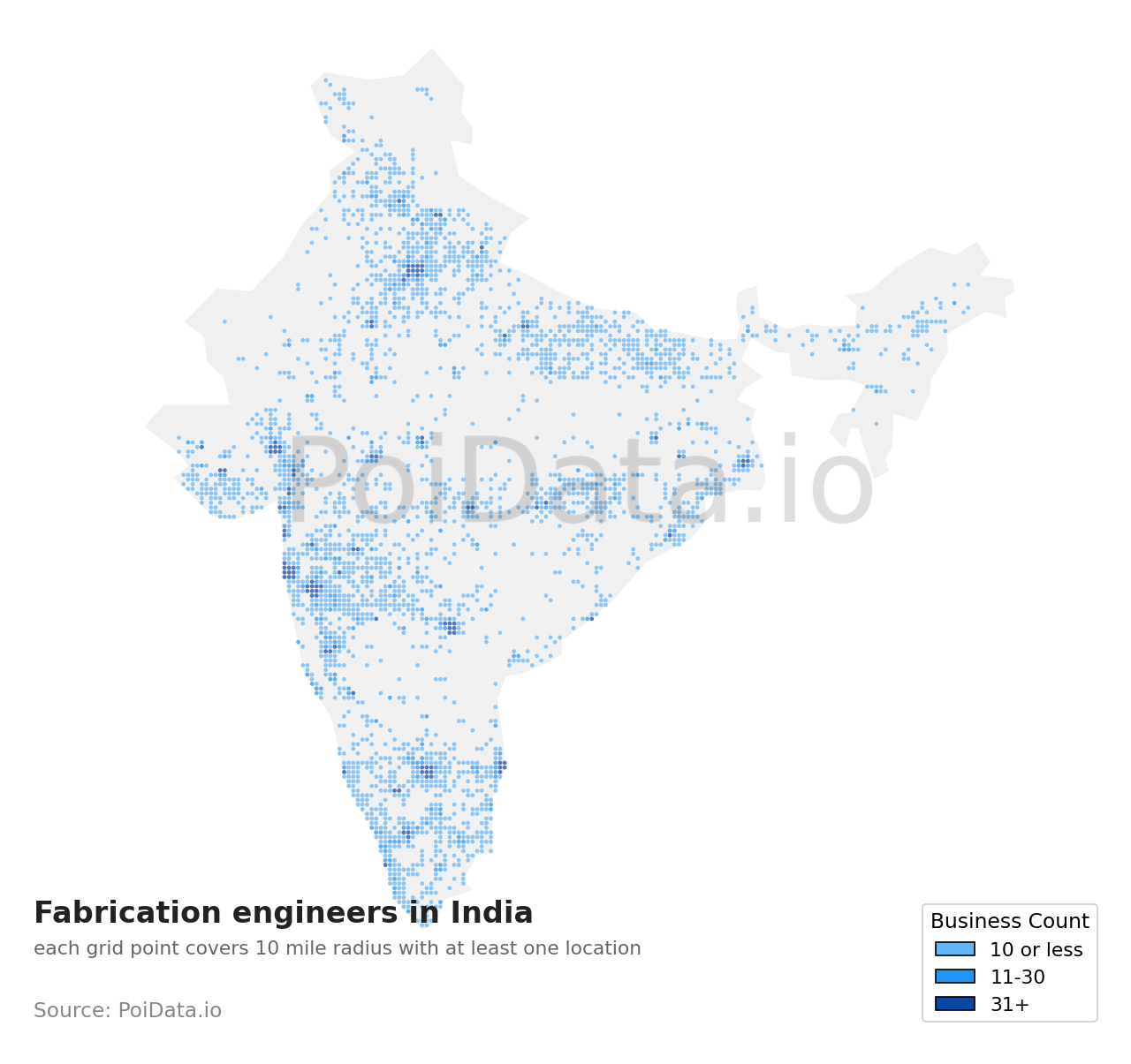 Fabrication engineer density map for India
