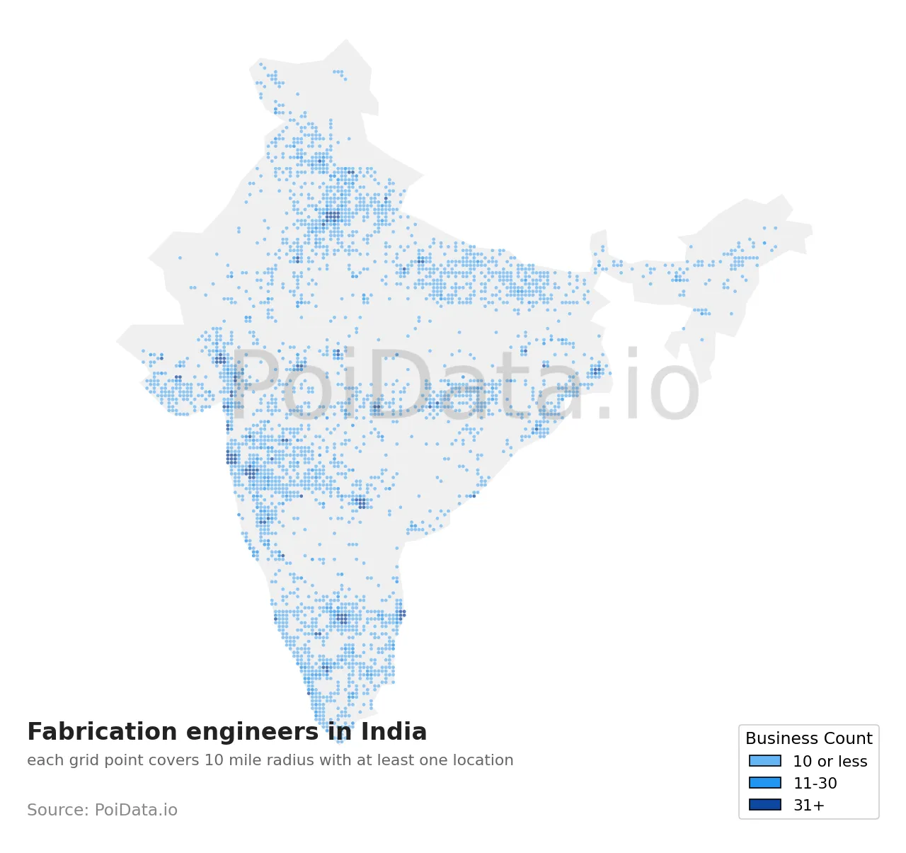 Fabrication engineer density map for India