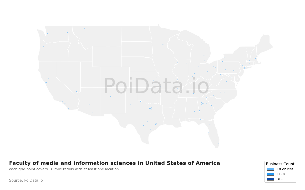 Faculty of media and information science density map for New York, United States