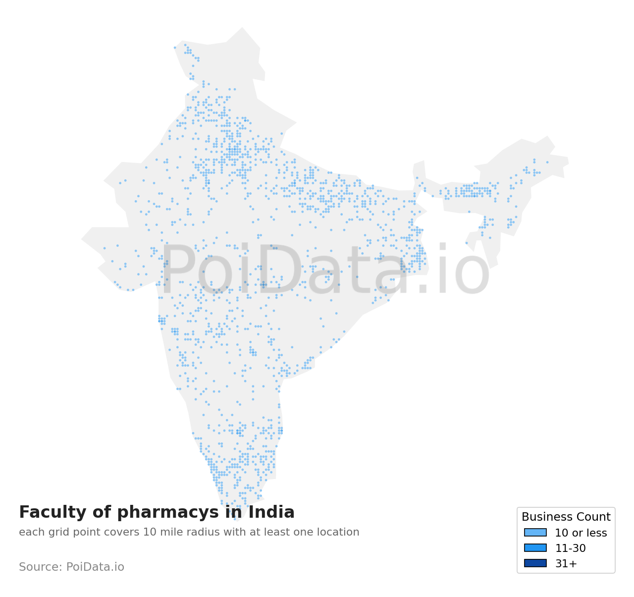 Faculty of pharmacy density map for India