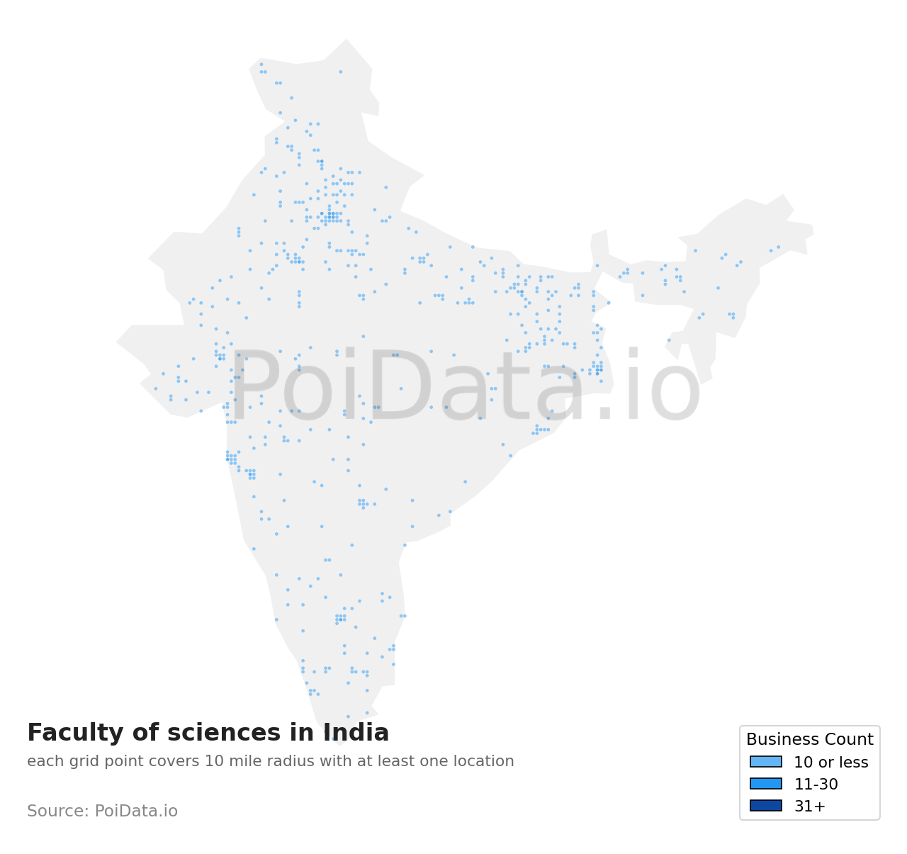 Faculty of science density map for India