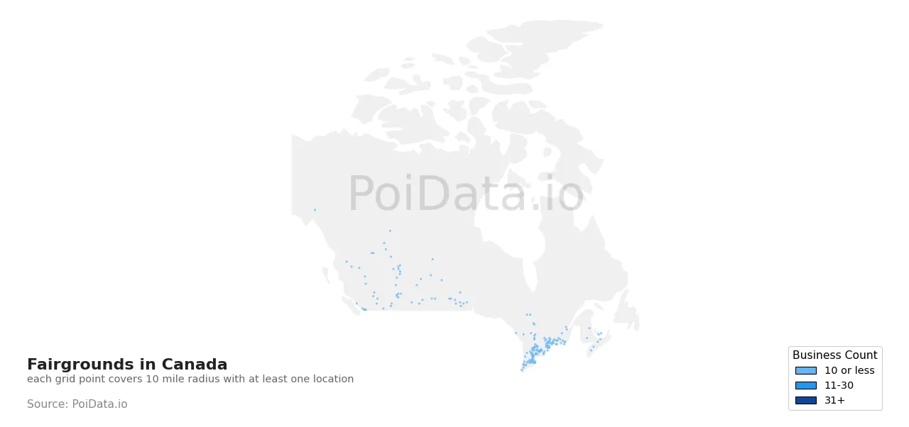 Fairground density map for Canada