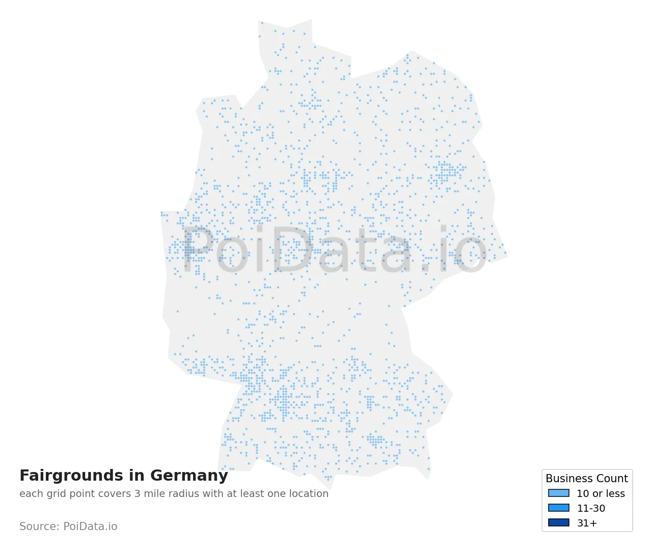 Fairground density map for Germany