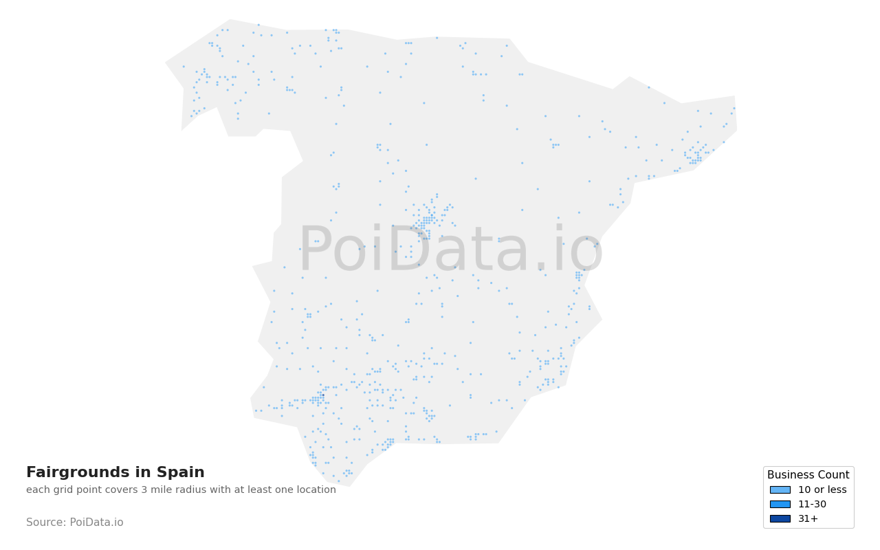 Fairground density map for Spain