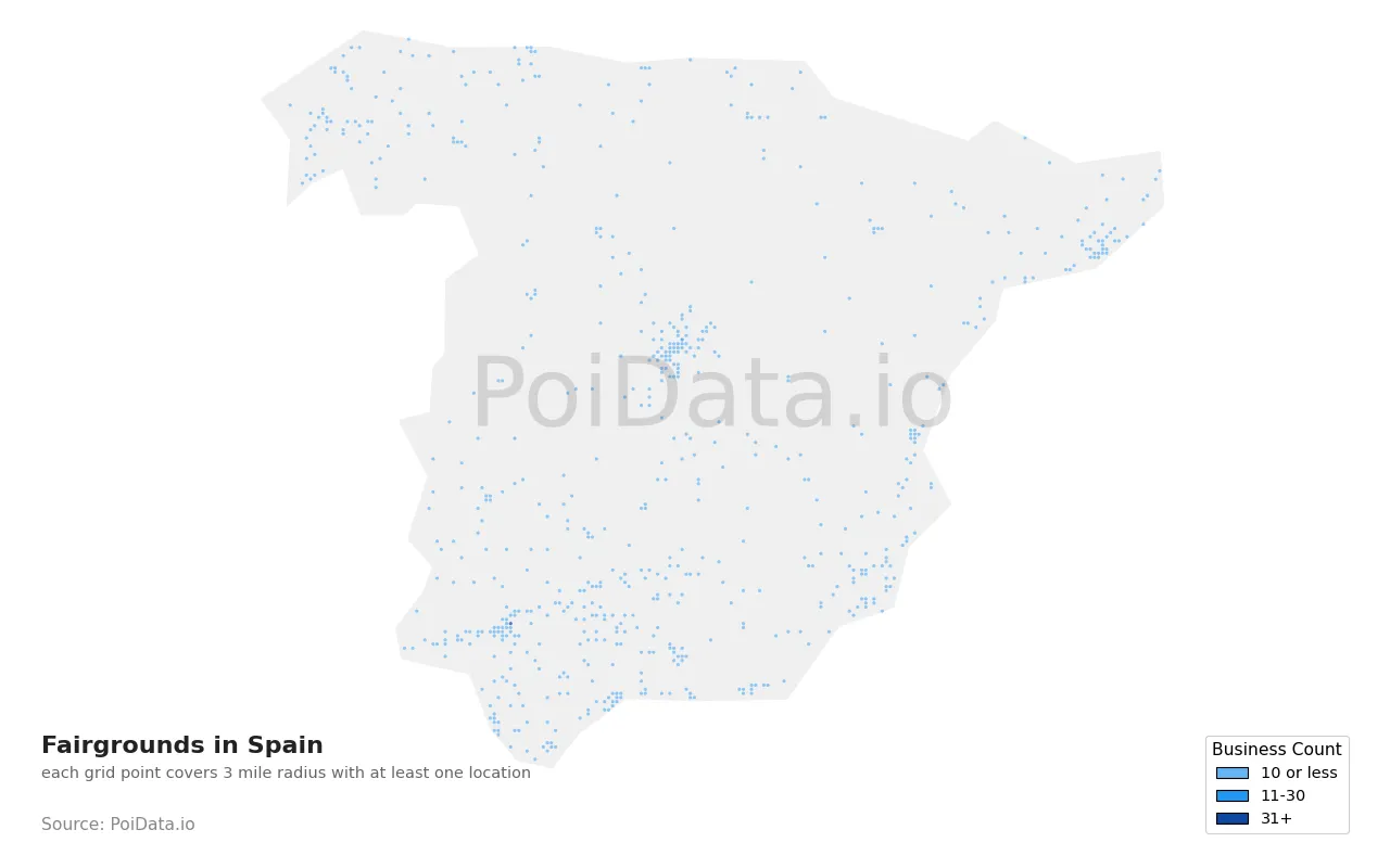 Fairground density map for Spain