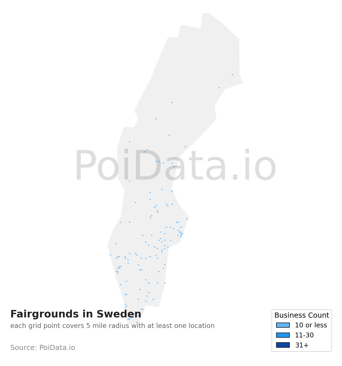 Fairground density map for Sweden