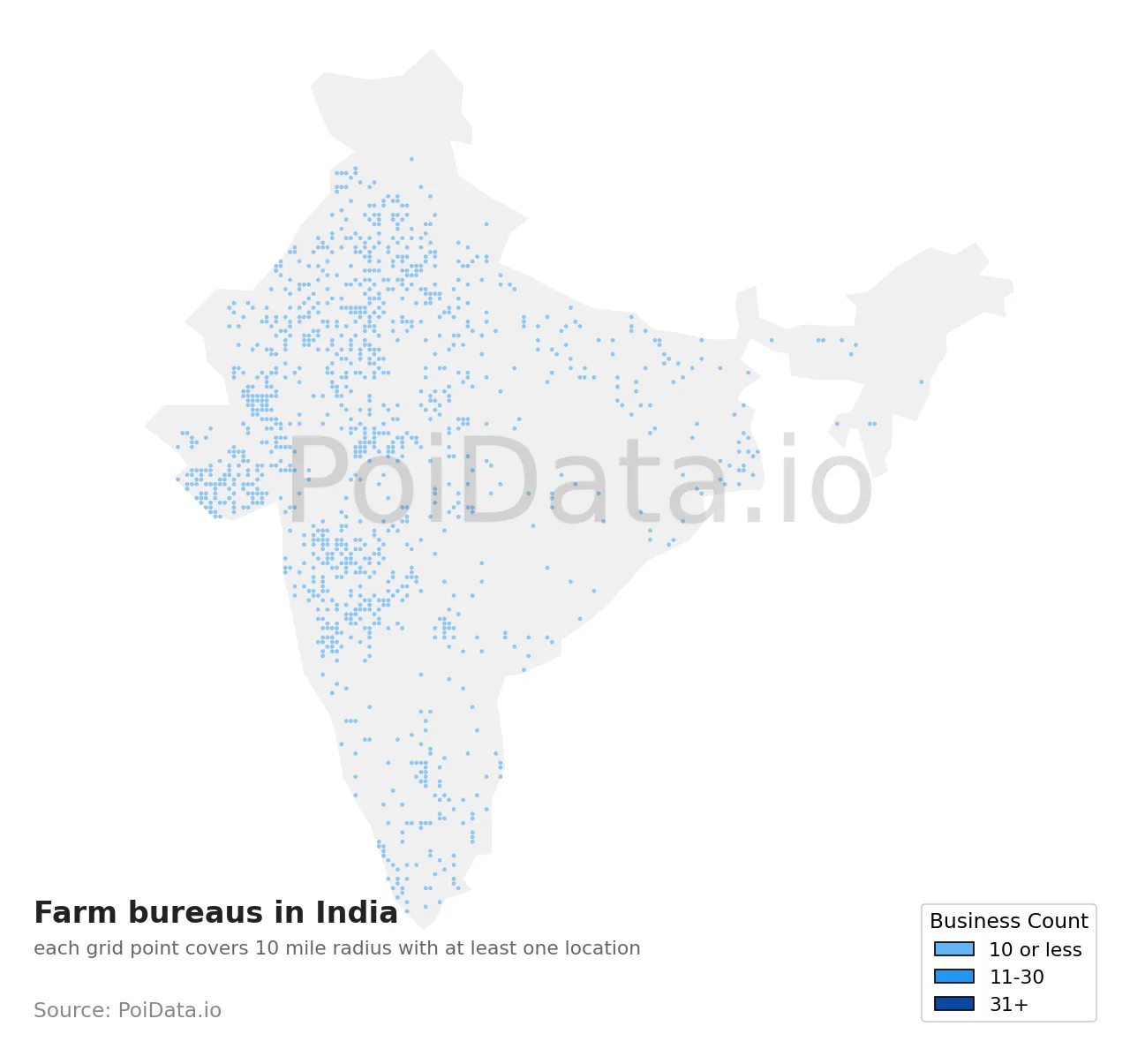 Farm bureau density map for India