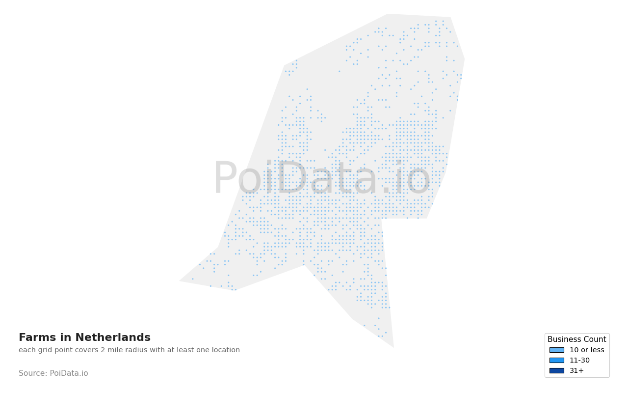 Farm density map for Netherlands
