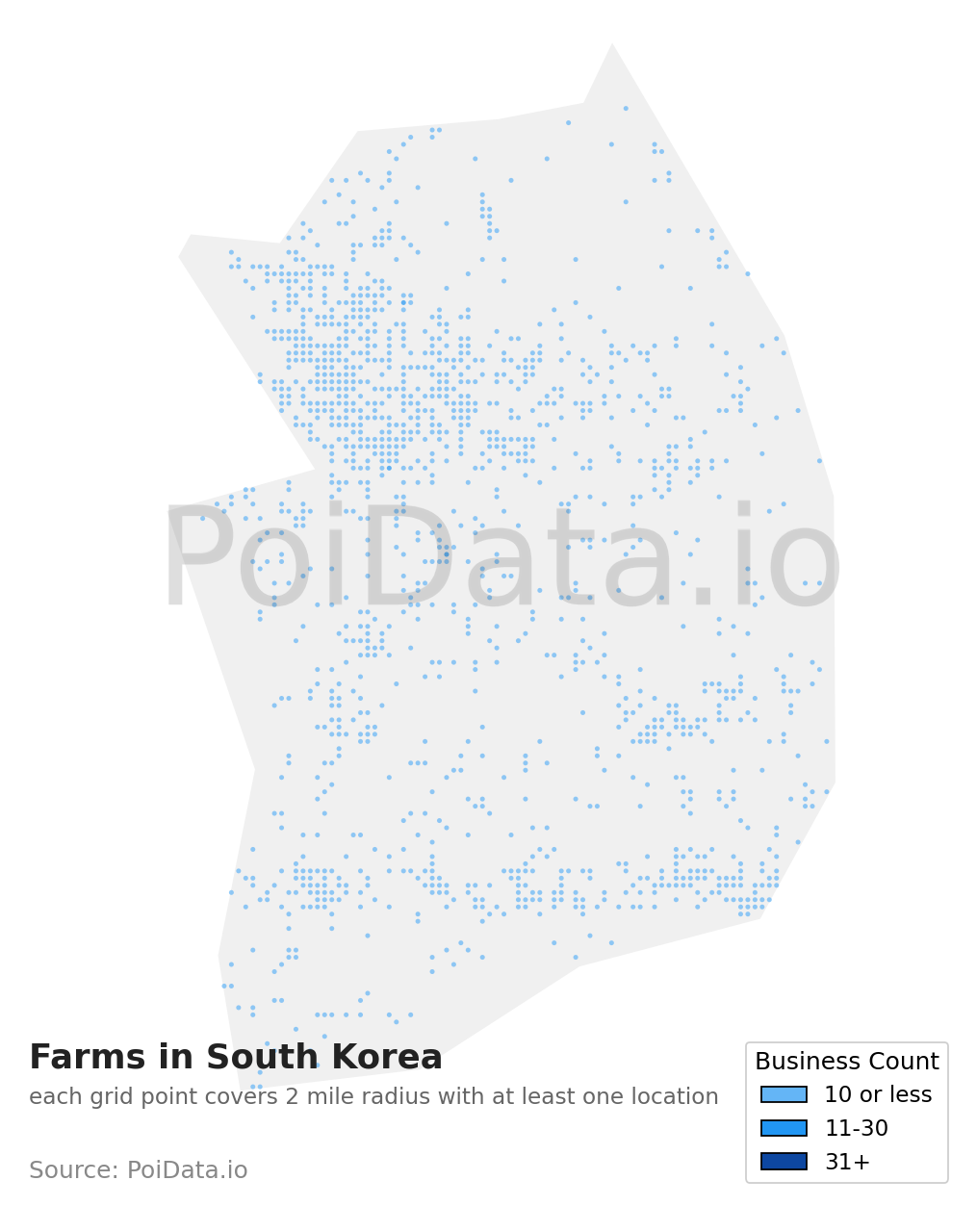 Farm density map for South Korea