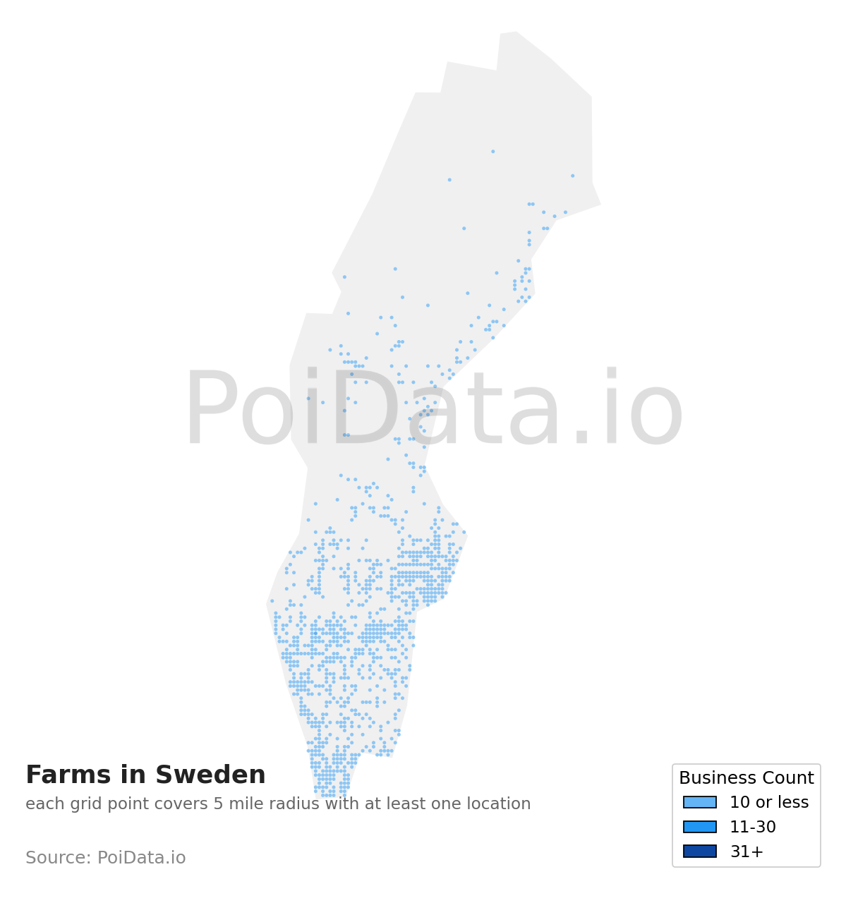 Farm density map for Sweden