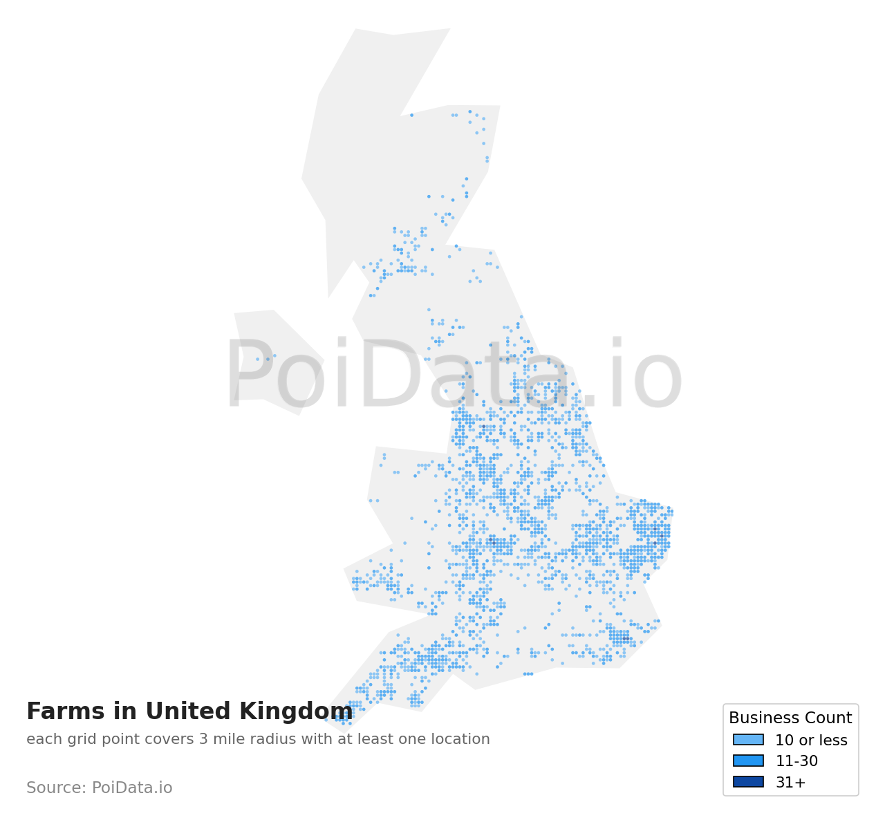 Farm density map for United Kingdom