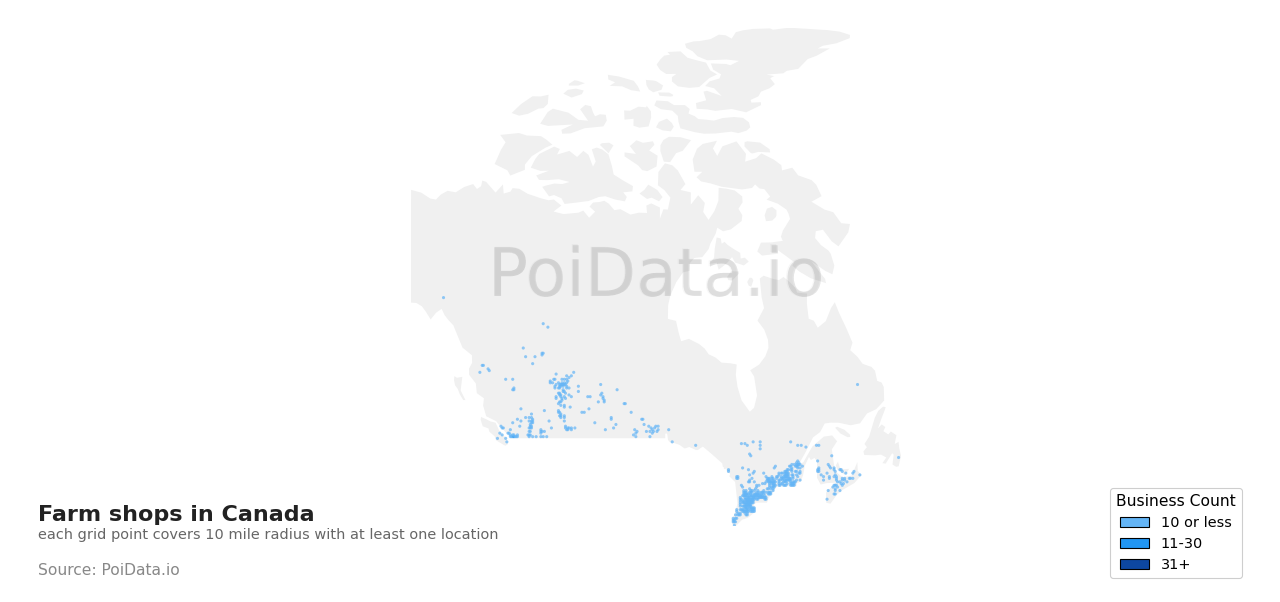 Farm shop density map for Nova Scotia, Canada
